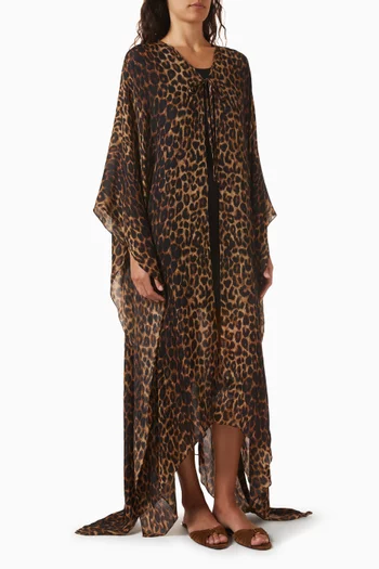 Kaftan in Leopard Wool Twill