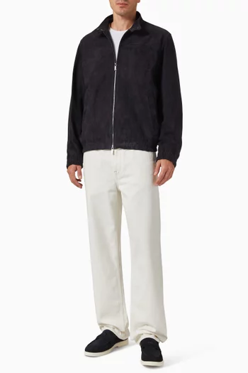 Zip Jacket in Goat Suede