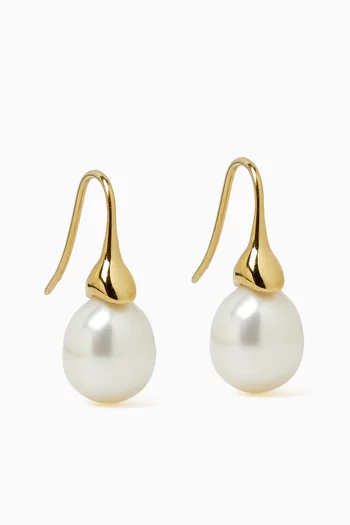 Odette Pearl Earrings in 18kt Gold PVD-Plated Stainless Steel