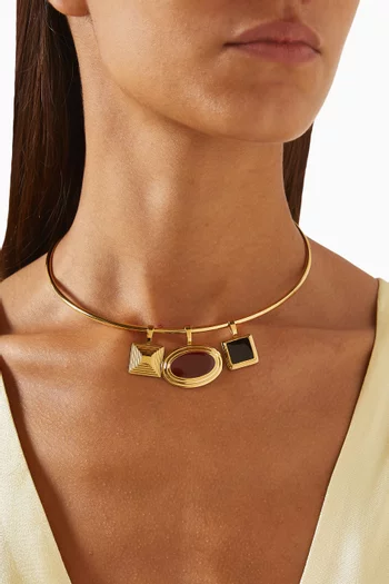 Solene Choker Charm Set in 18kt Gold PVD-Plated Stainless Steel