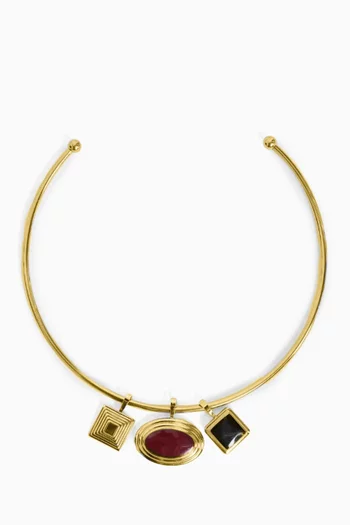 Solene Choker Charm Set in 18kt Gold PVD-Plated Stainless Steel