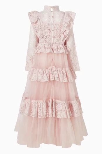 Aurora Lace Ruffled Dress in Tulle