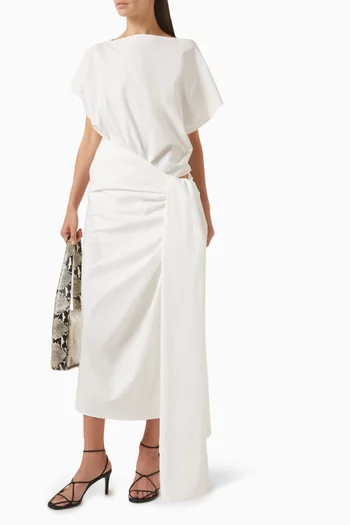 Fray Draped Dress in Organic Cotton Poplin