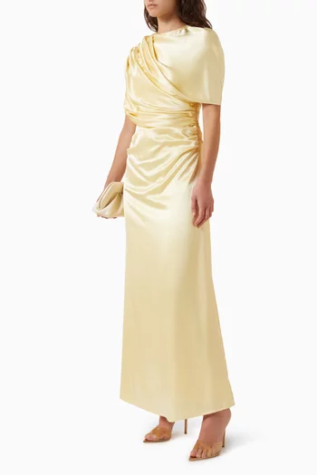 Cassia Cape Dress in Satin