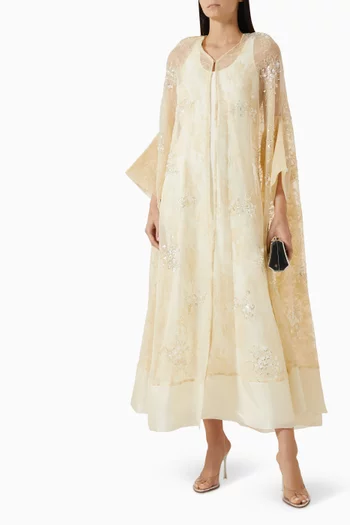 Sequin-embellished Abaya in Organza