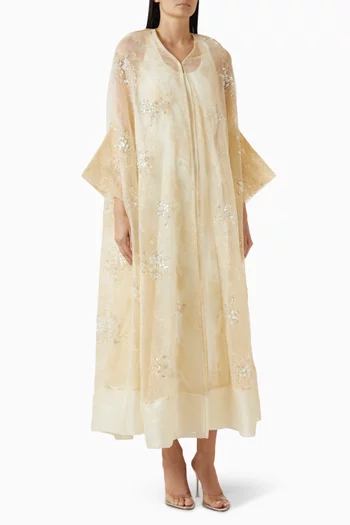 Sequin-embellished Abaya in Organza