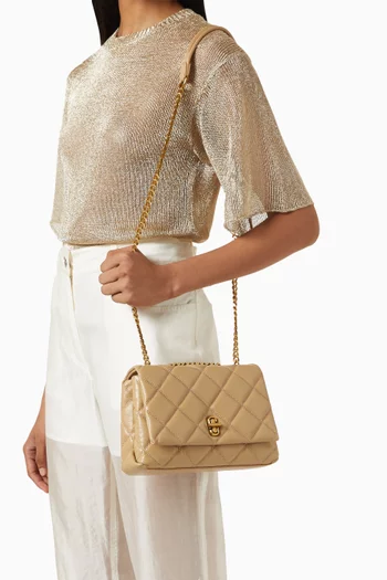 Slim Dual Chain Shoulder Bag in Quilted Leather