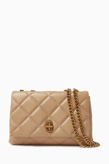 Slim Dual Chain Shoulder Bag in Quilted Leather