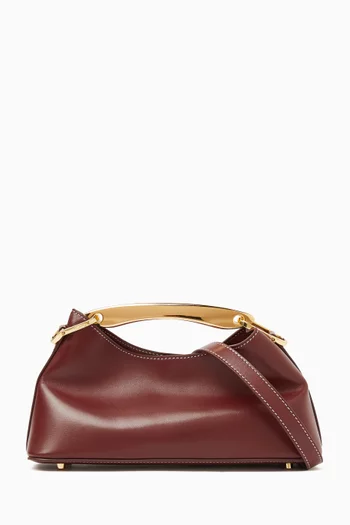 Mini Boomerang Top-handle Bag in Croc-embossed Suede Leather