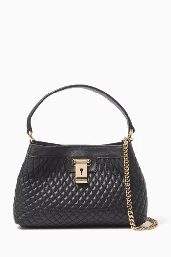 Mini Lock Me Top-handle Bag in Quilted Lambskin Leather