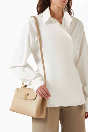 Small Lock Me Top-handle Bag in Grained Leather