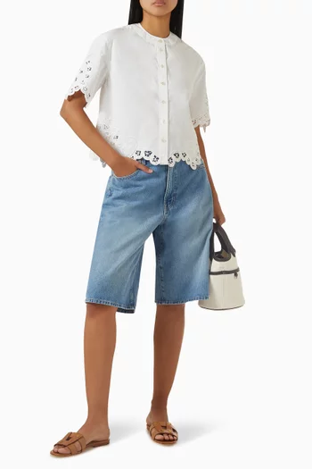 Aleck Lace Button-down Shirt in Cotton Poplin