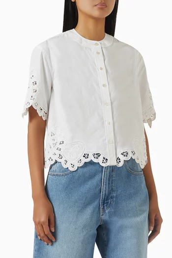Aleck Lace Button-down Shirt in Cotton Poplin