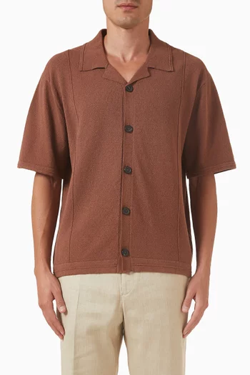 Bouclé Knitted Shirt in Cotton-blend