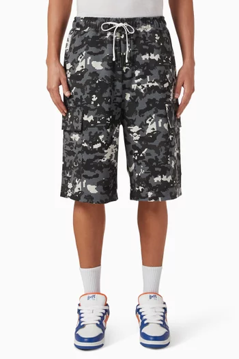 Multi Pixel Camo BAPE STA Logo Cargo Sweat Shorts in Cotton