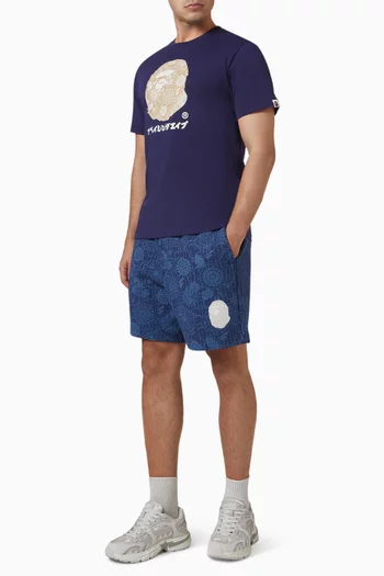 Japanese Art Camo Sweat Shorts in Cotton-blend