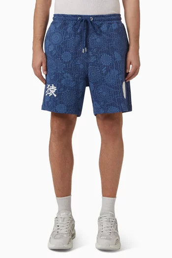 Japanese Art Camo Sweat Shorts in Cotton-blend