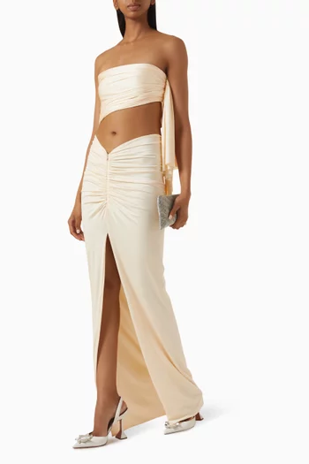 Gather Maxi Skirt in Shiny Jersey