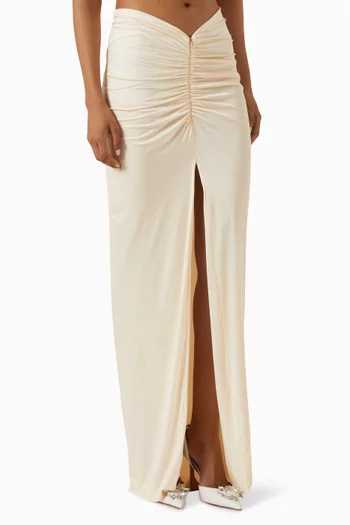 Gather Maxi Skirt in Shiny Jersey