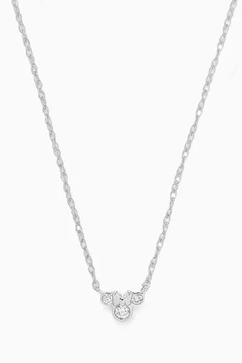 Bow & Circles Diamond Necklace in 18kt White Gold