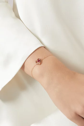 Heart Diamonds Chain Bracelet in 18kt Rose Gold