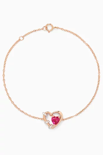 Heart Diamonds Chain Bracelet in 18kt Rose Gold