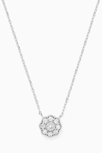 Flower Cluster Diamond Necklace in 18kt White Gold