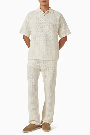 Crochet Polo T-shirt in Cotton-cashmere