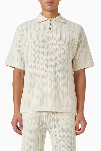 Crochet Polo T-shirt in Cotton-cashmere
