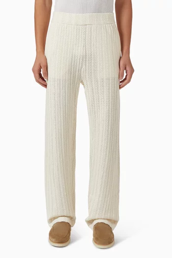Crochet Wide-leg Pants in Cotton-cashmere