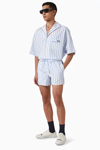 Striped Bermuda Shorts in Poplin