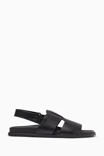Open-toe Strap Sandals in Leather