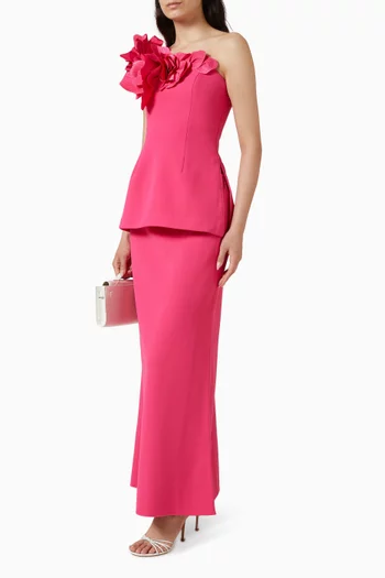 Garlands Maxi Skirt in Bonded Crepe
