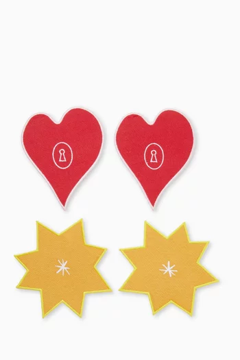 Heart & Star Coasters in Cotton, Set of 4