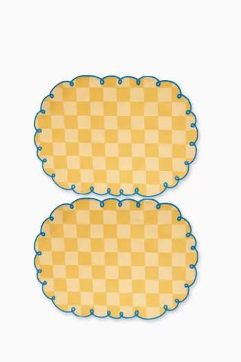 Dama Chessboard Placemats in Cotton, Set of 2