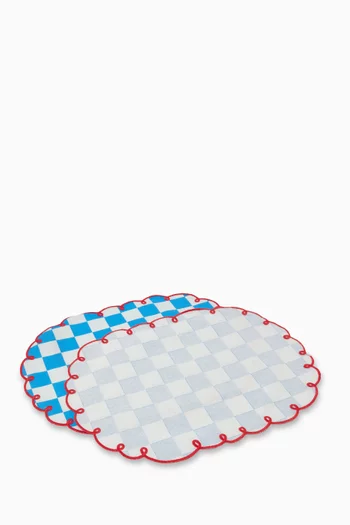 Dama Chessboard Placemats in Cotton, Set of 2