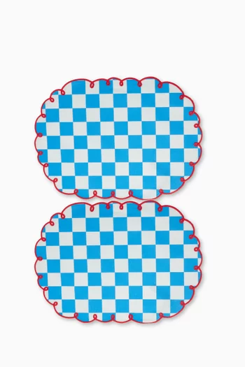 Dama Chessboard Placemats in Cotton, Set of 2