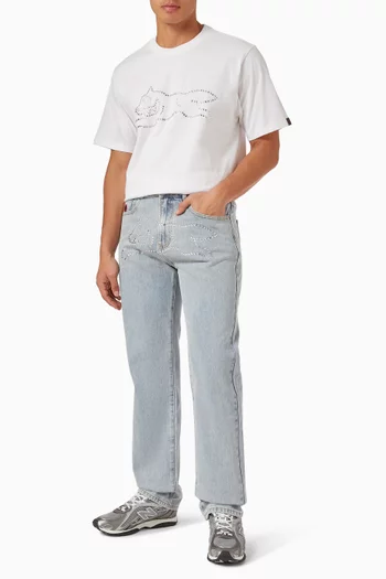 Crystal Running Dog Pants in Denim