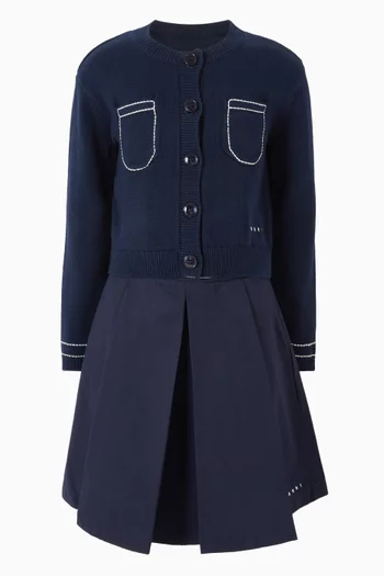 Pleated Logo Skirt in Cotton