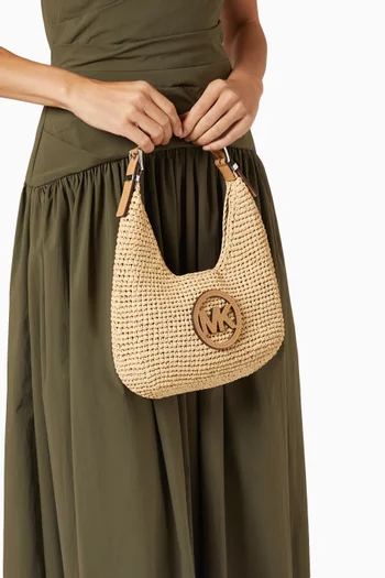 Small Hobo Shoulder Bag in Raffia