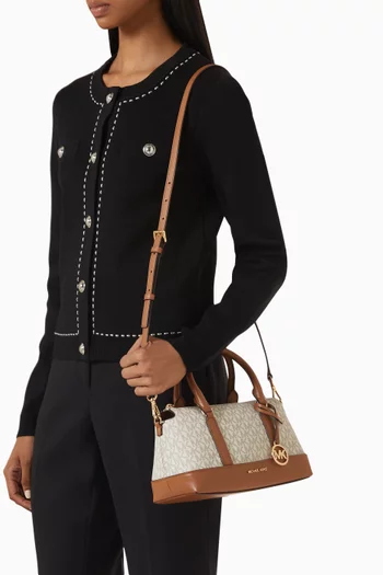 Small Andie Satchel Bag in Logo-print Canvas