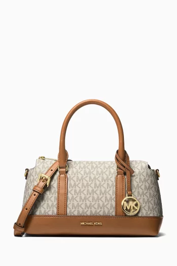 Small Andie Satchel Bag in Logo-print Canvas