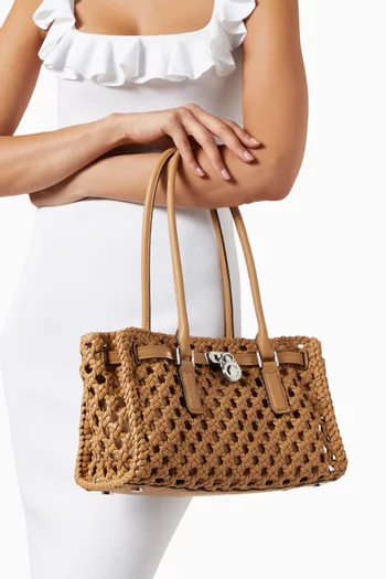 Small Hamilton Moderne Satchel Bag in Woven-fabric