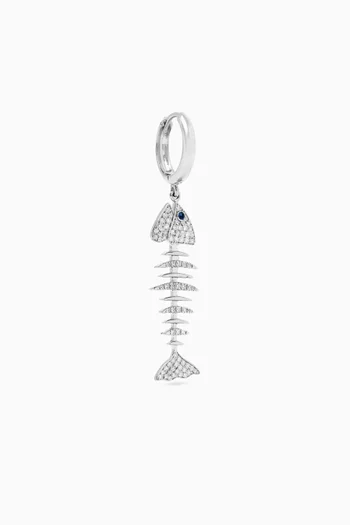 Wishbone Hoop Drop Single Earring in 18kt White Gold