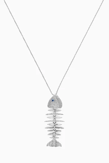 Wishbone Diamond Pendant Necklace in 18kt White Gold