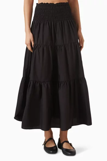 Smocked Skirt in Poplin