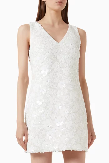 Floral Embellished Mini Dress in Scuba