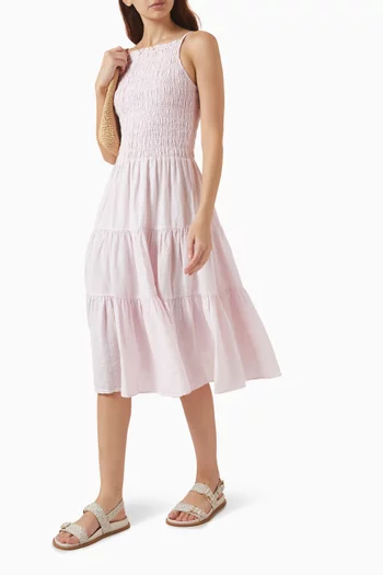 Smock Midi Dress in Linen