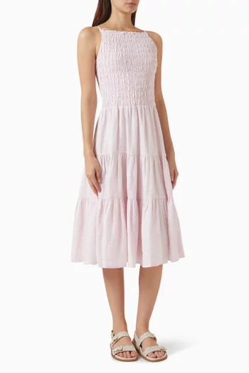 Smock Midi Dress in Linen