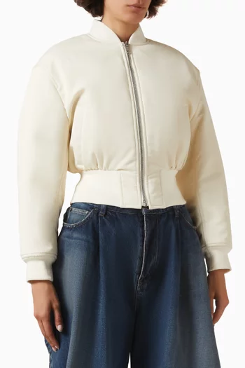 Crop Bomber Jacket in Technical Faille